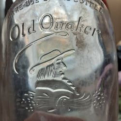 ANTIQUE QUAKER BOTTLE, &  2and. Glass Bottle or Flax