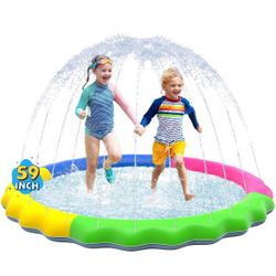 VISTOP Non-Slip Splash Pad for Kids and Dog, Thicken Sprinkler Pool Summer Outdoor Water Toys - Fun Backyard Fountain Play Mat for Baby Girls Boys Chi