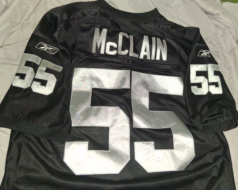 Reebok NFL Raiders Rolando McClain #55 Black Silver Jersey Size 52