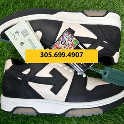 OFF WHITE OUT OF OFFICE CALF LEATHER PANDA NEW SNEAKERS SHOES SIZE 10 44 A5