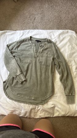 Olive Green Thermal Henley Long Sleeve Top