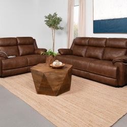 Sofa And Loveseat Dark Brown Microfiber. New Especial Price 