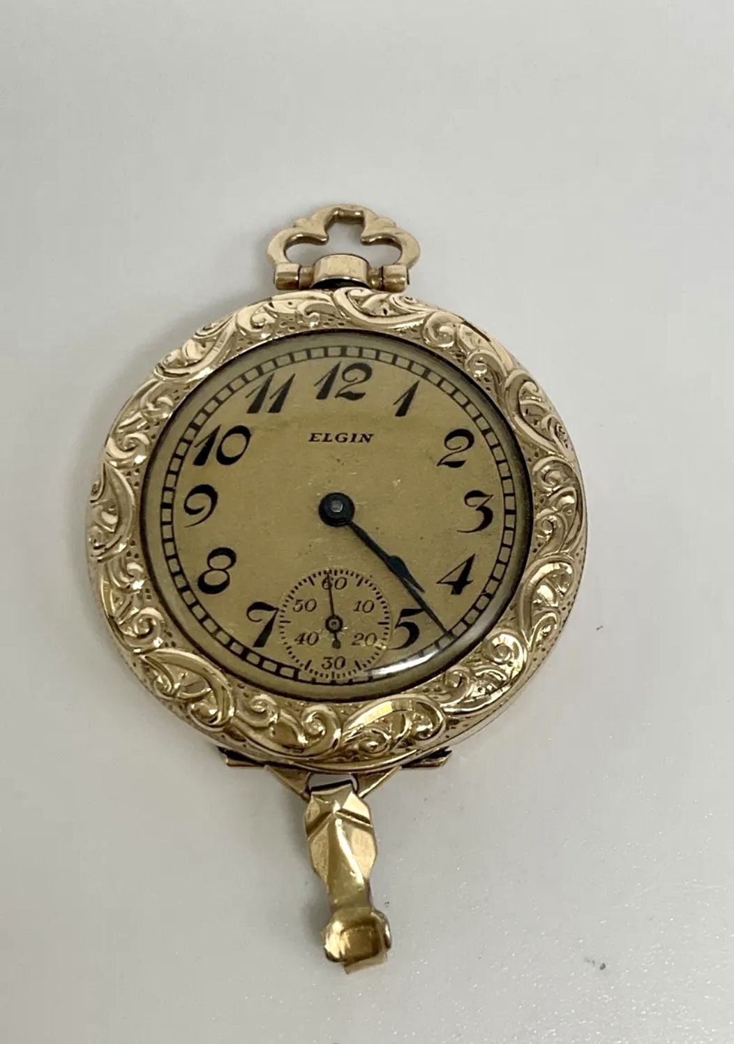 Vintage 1923 Elgin Gold Filled Ladies Pocket, Pendant Watch ~ Parts or Repair
