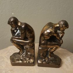 2 Brass Metal "Man Thinking" "The Thinker" Book Ends from 1928
