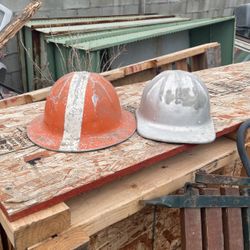 2 vintage Aluminum Hardhats $35 Take Both.