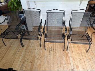 4  - Metal Motion Black Patio Chairs