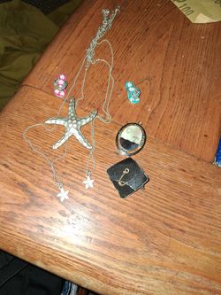 2 Necklaces 4 Pendants And A Pin Beach Theme
