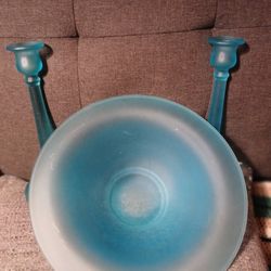 Smoked Bowl And Candle Holder