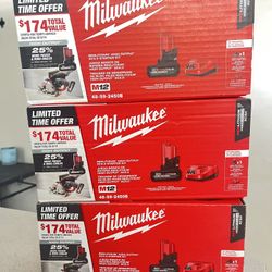 Milwaukee New M12 Starter Kit 5ah Battery And Charger $85each Firm 