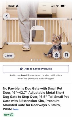 No Pawblems Adjustable Metal Dog Gate with Pet Door