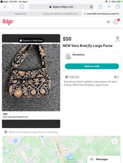 New X-L Vera Bradley Purse