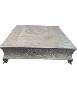22” square silver metal stand cake decorative