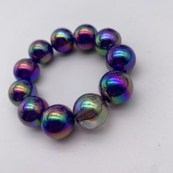 Purple/Clear Iridescent Large Beaded Bracelet