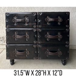Faux Leather Weathered Look Drawers 