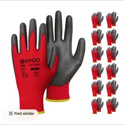 KAYGO  Breathable PU Coated Gloves (12 Pack XL Red)