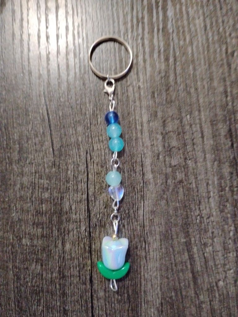 Handmade Blue Flower Keychain