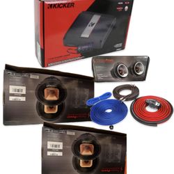 NEW POWERFUL VOICE PACKAGE KICKER Lx 4 CHANNEL AMP MIDRANGE SPEAKERS TWEETERS WIRES KIT