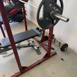Complete home gym setup in great condition. Perfect for building strength without a gym membership. Everything you need for full-body workouts.