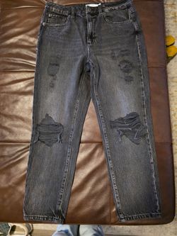 ​Garage Denim Distressed Mom Jeans Black Acid Wash Size 09 W29 High Waisted