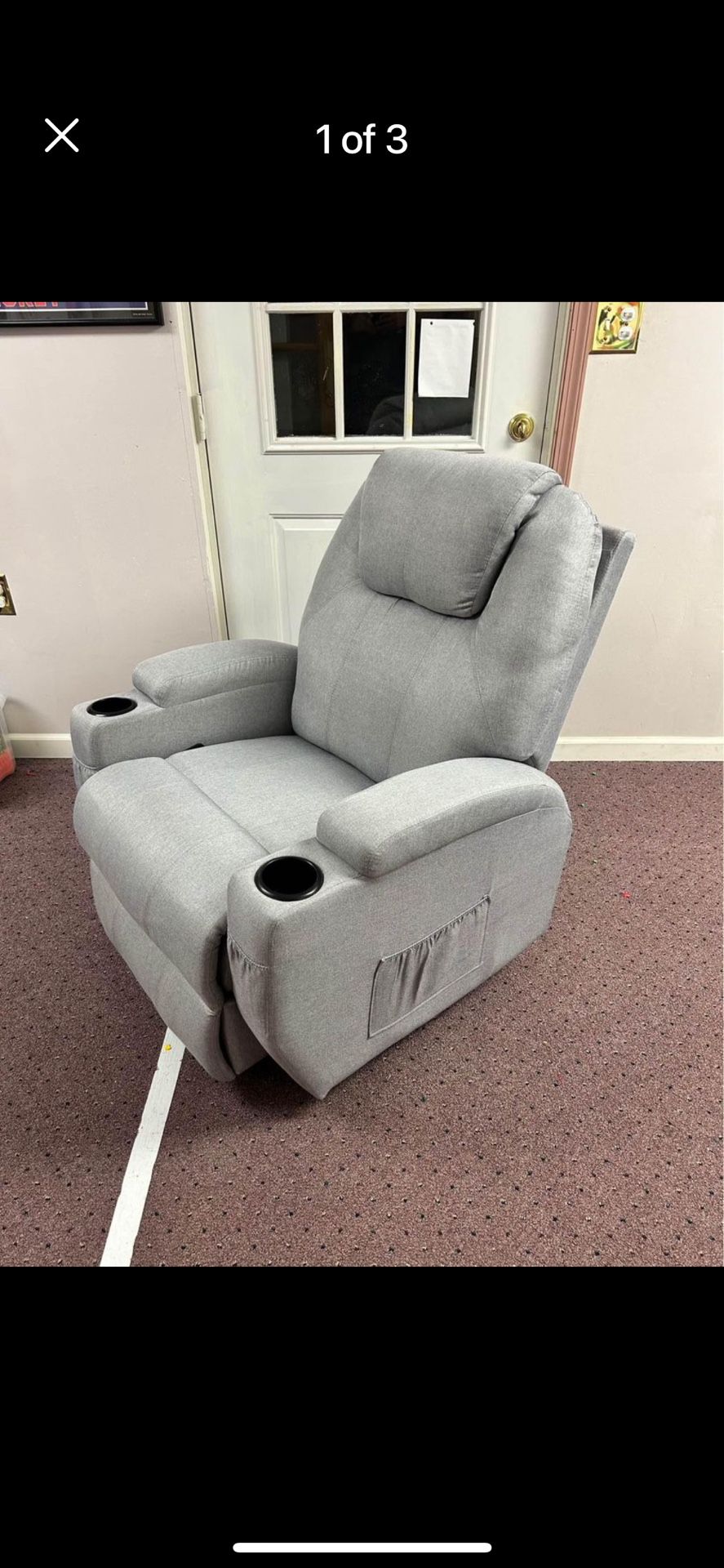Manual (pull cord) Recliner with Heat & Vibration features