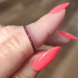 925 Sterling Silver Created Ruby Stackable Band Ring