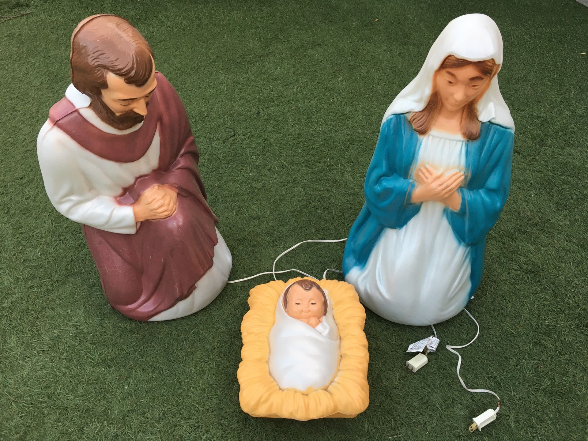 3 Piece Set Lighted Blow Mold Mary, Joseph & Baby Jesus
