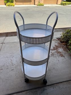 3-Tier Round Metal Rolling Cart