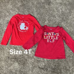 Holiday Christmas Toddler Girl Long Sleeves Bundle Size 4T