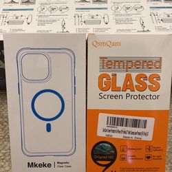 Magnetic iPhone Case With Screen Protector For 15/14 Pro 6.1”