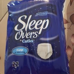 Sleep overs (diapers) 22 pair x-large 85-140lbs