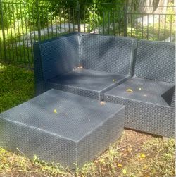 Black Wicker Outdoor Sectional Set