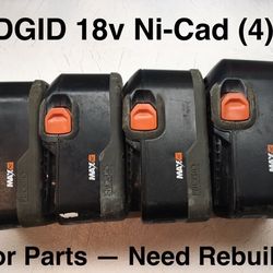 Four (4) RIDGID 18-volt Ni-Cad Batteries — NOT Working 