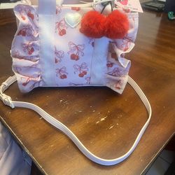 Betsey Johnson LB Ruffle Pink/ Red Cherries 🍒 Handbag Xbody Tote NWT Rare!