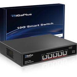 5 Port 10G Ethernet Switch, 10Gb-RJ45 Port Network Switch Unmanaged