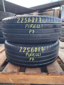 225 60R 17 PIRELLI CINTURATO P7 TIRES 2256017 USED TIRES (PAIR) MOUNT BALANCE INCLUDED