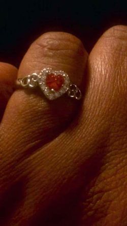 Sterling silver ruby ladies ring size 9&10 sells for 25.00
