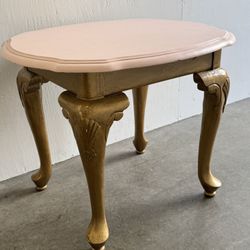 Antique Side Table- Light Pink & Gold