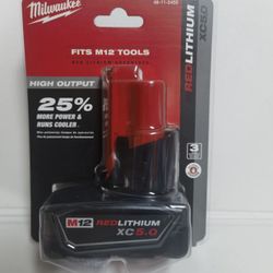 Milwaukee M12 Lithium-Ion HIGH OUTPUT XC5.0 Battery .   Brand NEW.