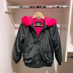 Girls Calvin Klein Jeans Jacket With Faux Fur