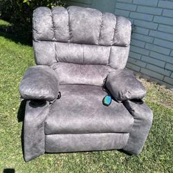 BRAND NEW🔥🔥🔥 Manual Recliner Chair with Heat and Vibration Massage, Fabric Elderly Single Reclining Rocker Sofa with Cup Holders and Side Pocket fo