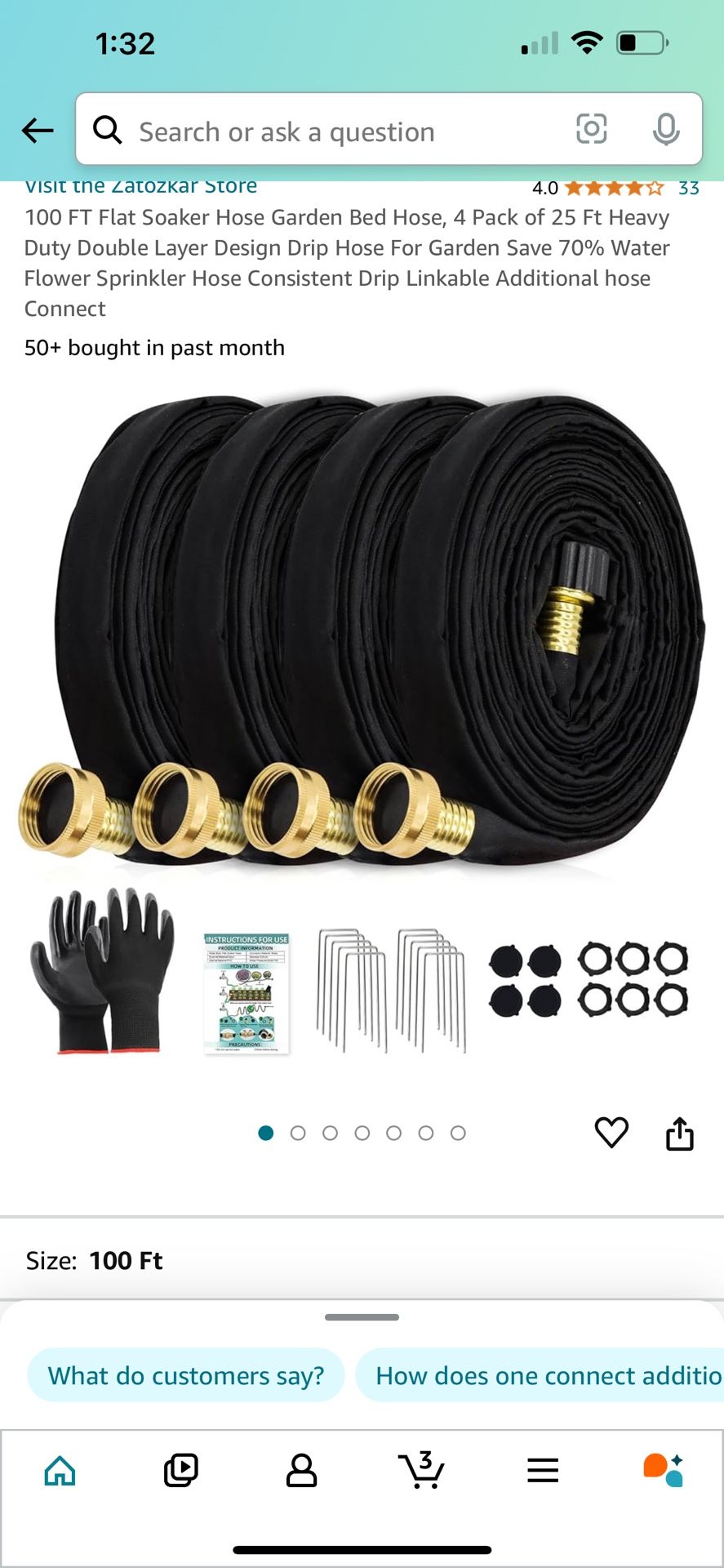 100 FT Flat Soaker Hose Garden Bed Hose, 4 Pack of 25 Ft Heavy Duty Double Layer Design Drip Hose For Garden Save 70% Water Flower Sprinkler Hose Cons