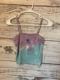 Tie-Dye Pastel Spaghetti Strap Tank Top with Stitch Embroidery size XS