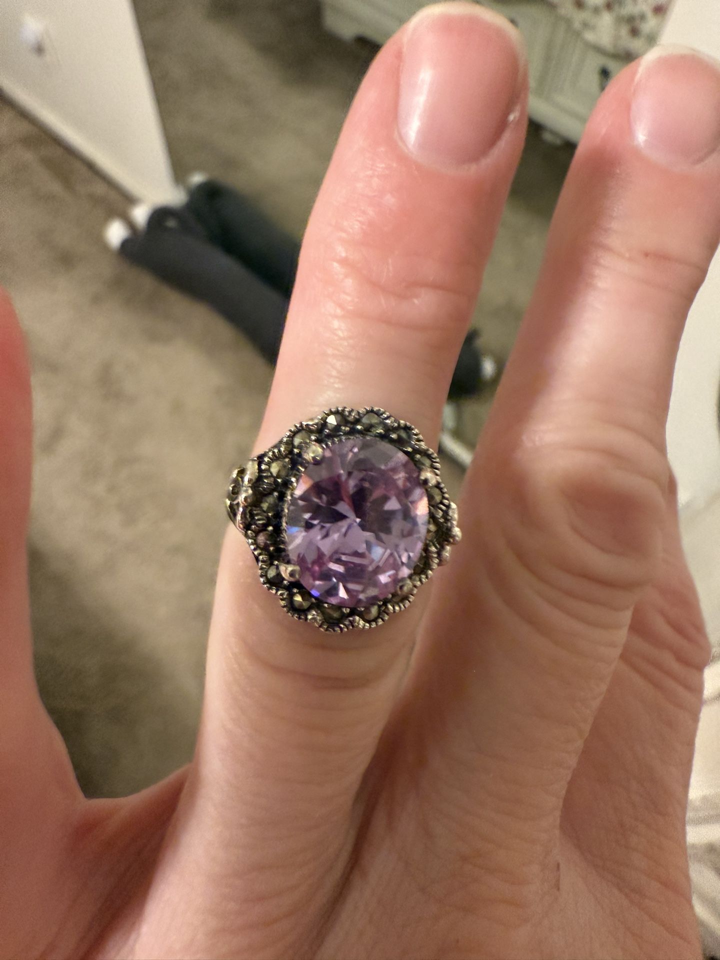 Genuine amethyst And Marquisette Ring In Size 6