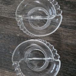 Vintage Antique Duncan And Miller Teardrop Clear Divided Dish
