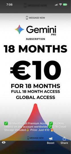Google AI Gemini Pro 18 mois - Gemini Lien d'activation - GLOBAL