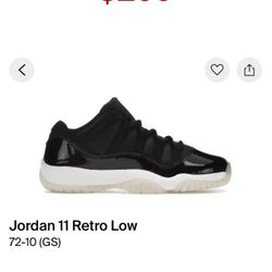 Jordan 11 Retro Low 72-10 (GS) (6Y)