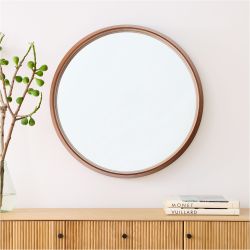 West Elm Pottery Barn Eucalyptus Wood Round Wall Mirror 30 Inches William Sonoma Crate And Barrel 