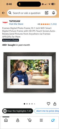 Tapinsaw 10.1 Inch WiFi Digital Photo Frame