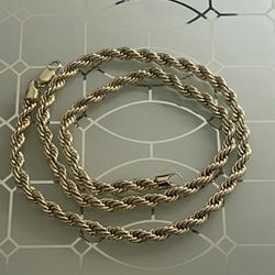 Rope Gold Plated Chain Necklace 24” 22” 18” 6mm