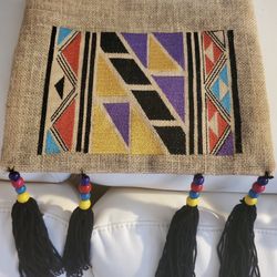 Bold Geometric Black Tassels Handmade Boho Hand Bag